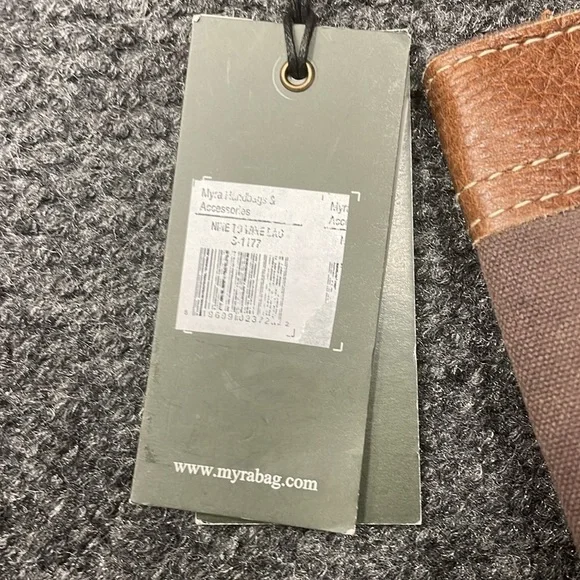 Myra Bag Wine Tote Canvas Leather Working from Nine to Wine NWT Bag Travel Gift - Picture 4 of 5